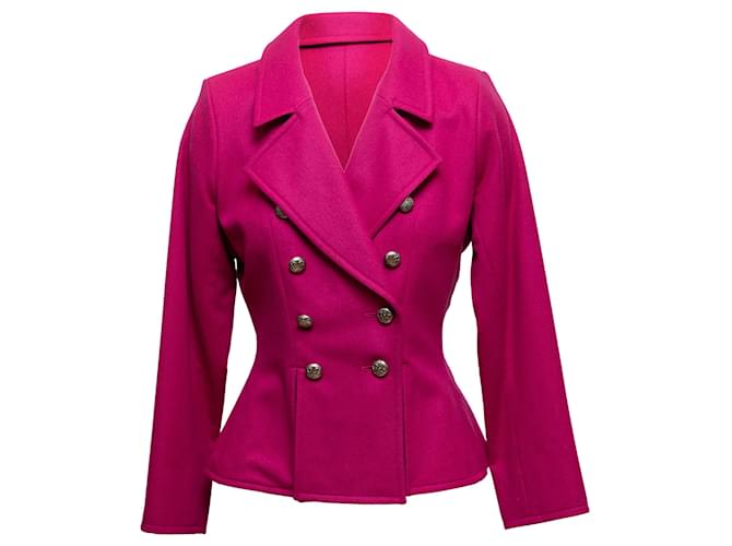 Vintage Magenta Yves Saint Laurent Double-Breasted Wool Jacket Size FR 36  ref.1392670