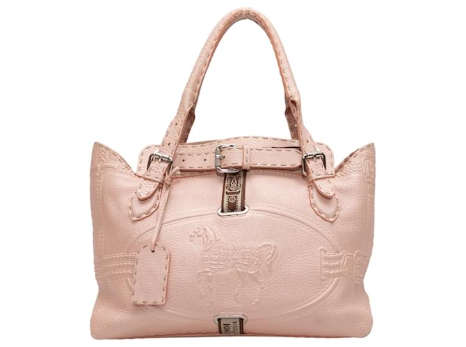 Pink Fendi Selleria Villa Borghese Tote Bag Leather  ref.1392681