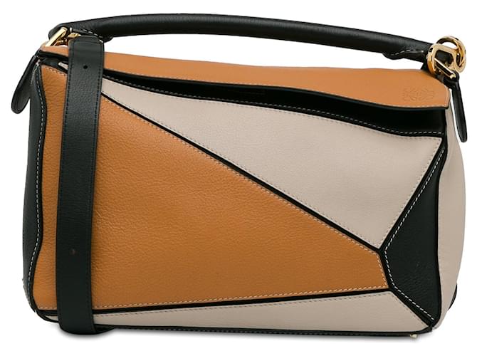 Bolso satchel Puzzle tricolor mediano LOEWE tostado Camello Cuero  ref.1392694