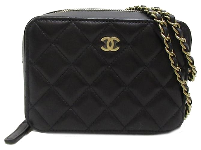 Black Chanel Mini CC Lambskin Camera Bag Leather  ref.1392698