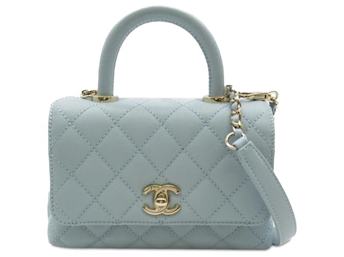 Blue Chanel Extra Mini Caviar Coco Top Handle Satchel Leather  ref.1392701