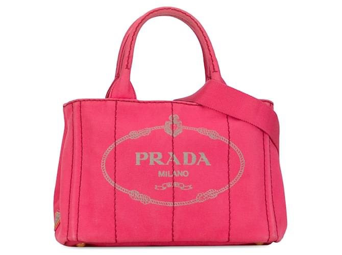 Bolso satchel rosa con logo Canapa de Prada Lienzo  ref.1392704