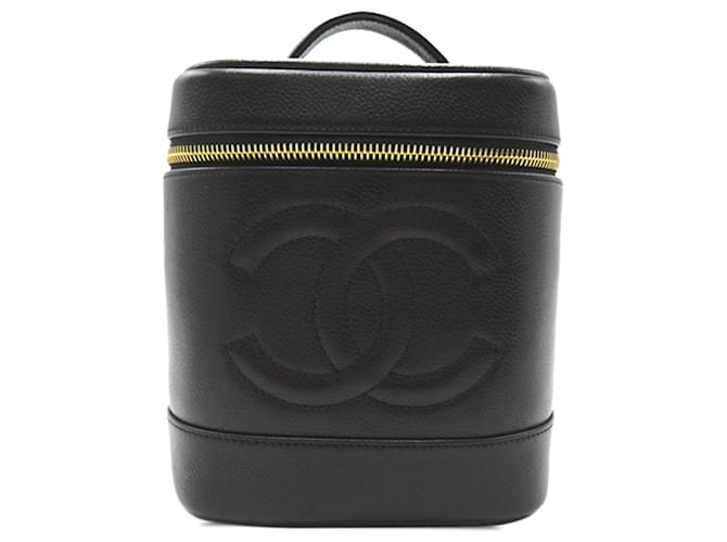 Black Chanel CC Caviar Vanity Case Leather  ref.1392705