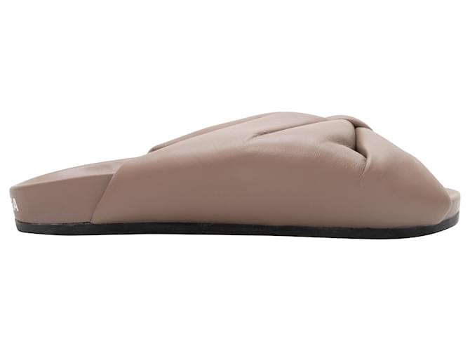 Taupefarbene Balenciaga Puffy Knotted Slide Sandalen Größe 36,5 Leder  ref.1392728