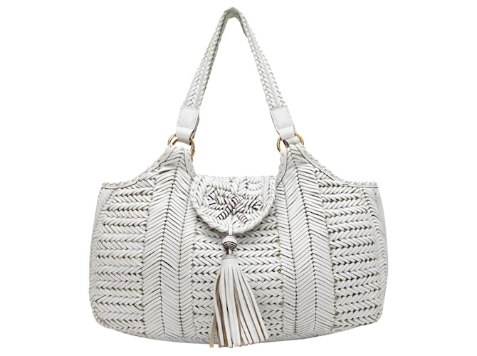 Blanco Anya Hindmarch Neeson Bolsa de tela Cuero  ref.1392737