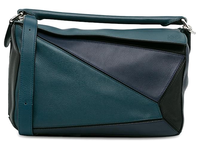 Satchel mediano LOEWE Puzzle Tricolor azul Cuero  ref.1392746