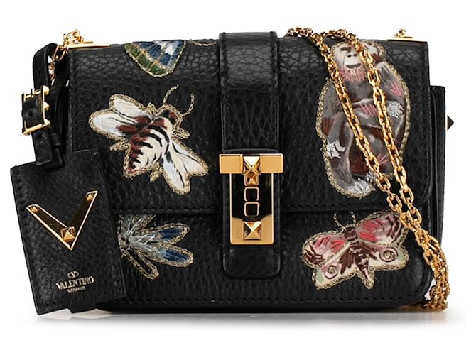 Black Valentino Animal Embellished Leather B-Rockstud Crossbody  ref.1392771