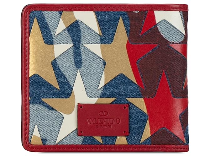 Blue Valentino Camustars Denim Bifold Wallet Leather  ref.1392772