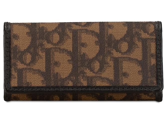 Brown Dior Oblique Canvas Key Holder Leather  ref.1392773