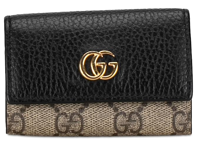 Porte-clés marron Gucci GG Marmont et GG Supreme 6 Cuir  ref.1392775