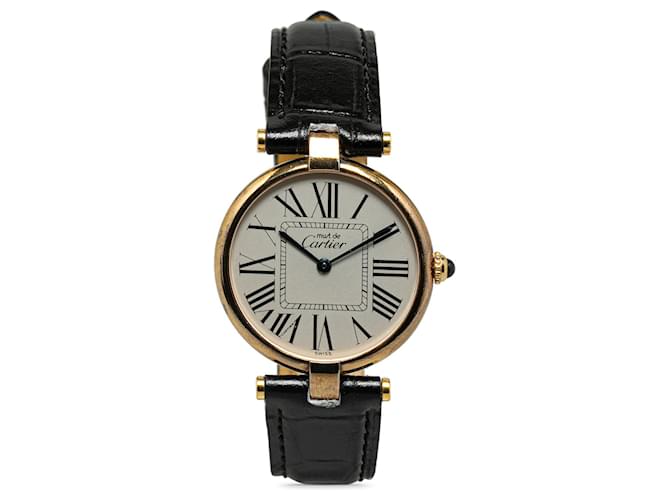 Reloj Cartier de oro Vermeil de cuarzo Must de Cartier Dorado Cuero  ref.1392776