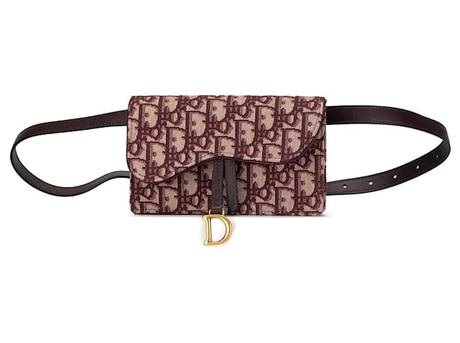 Sac ceinture Saddle en toile Dior Oblique rouge Cuir  ref.1392778