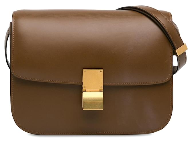 Céline Brown Celine Medium Classic Box Crossbody Bag Leather  ref.1392814