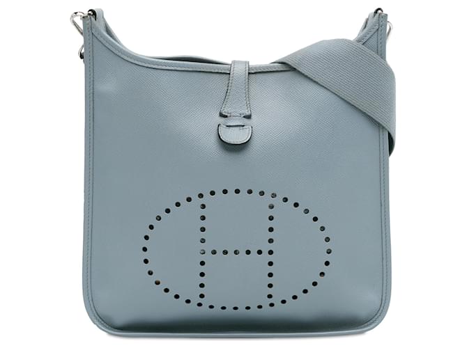 Blue Hermès Epsom Evelyne III PM Crossbody Bag Leather  ref.1392828