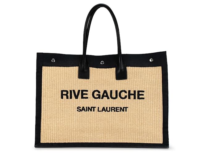Bolso tote de rafia grande Rive Gauche de Saint Laurent tostado Camello Cuero  ref.1392843