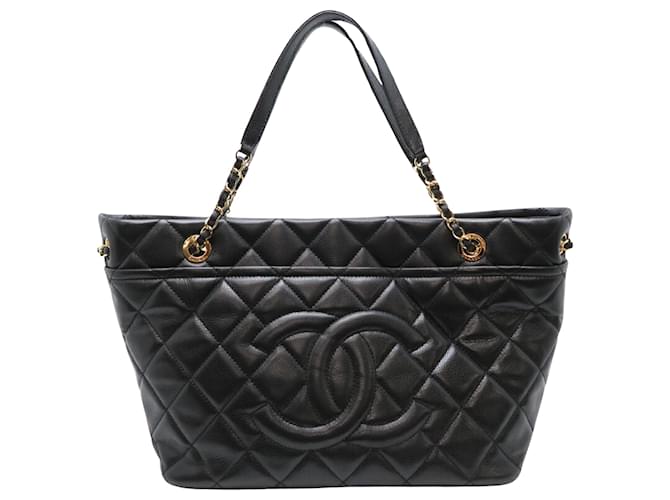 Timeless Chanel shopping Preto Couro  ref.1392868