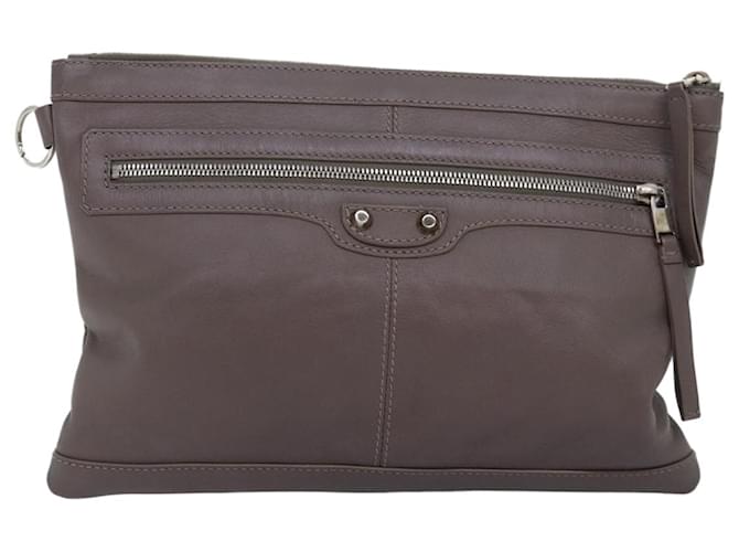 Balenciaga Clip Brown Leather  ref.1392874