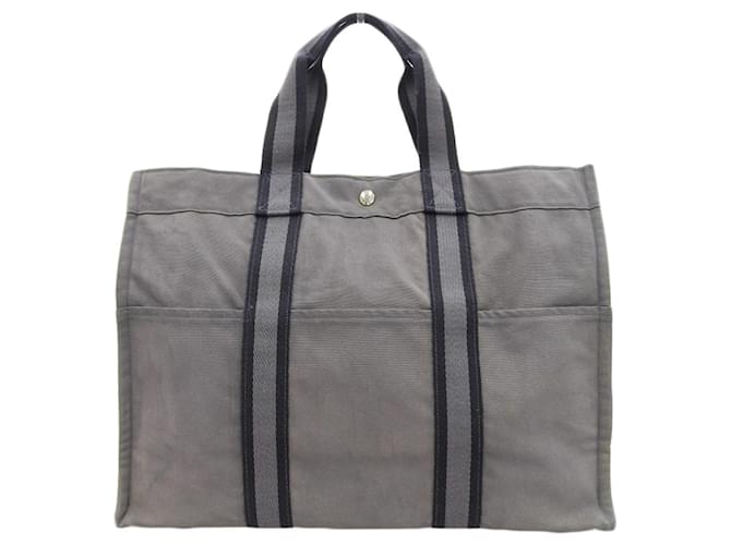 Hermès Fourre Tout Gris Lienzo  ref.1392894