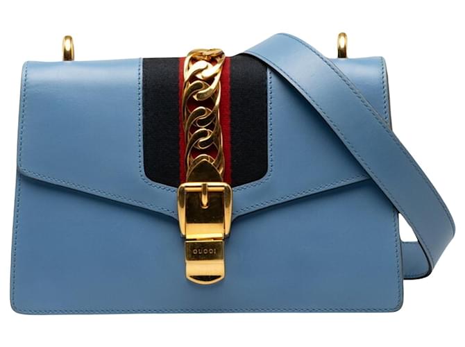 Gucci Sylvie Azul Couro  ref.1392933