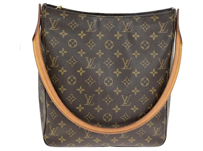 Louis Vuitton Looping GM Marrom Lona  ref.1392947