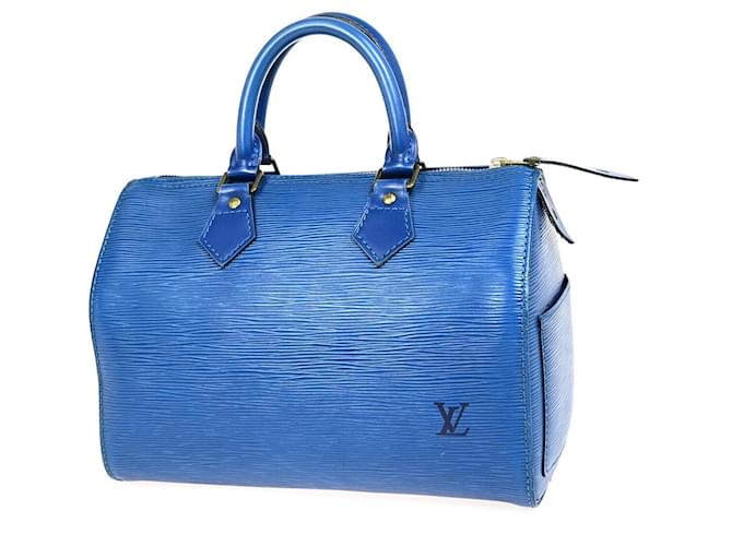 Louis Vuitton Speedy 25 Azul Cuero  ref.1392991