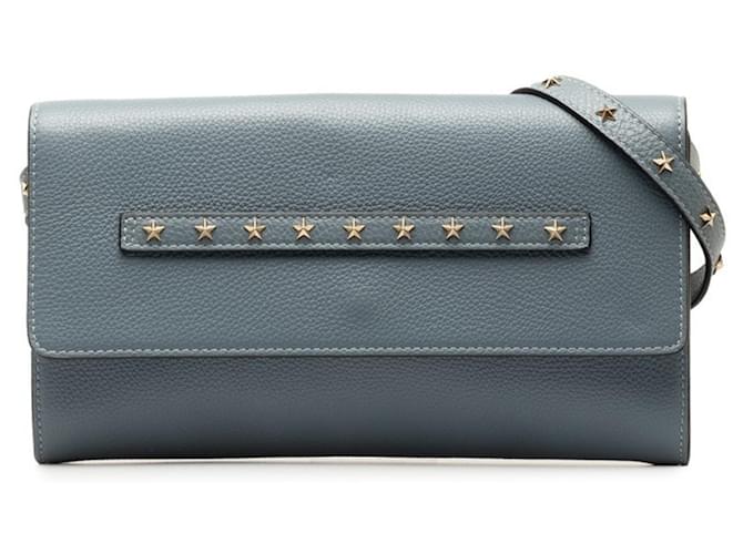 Valentino Garavani Ohrstecker Blau Leder  ref.1393020