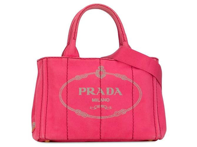 Prada Canapa Rosa Lona  ref.1393117