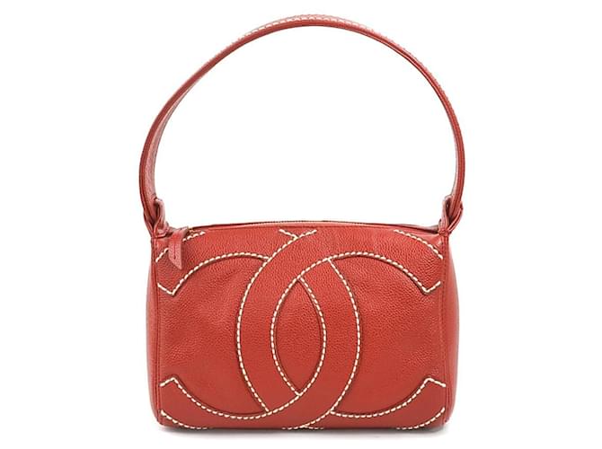 Chanel COCO Mark Vermelho Couro  ref.1393180