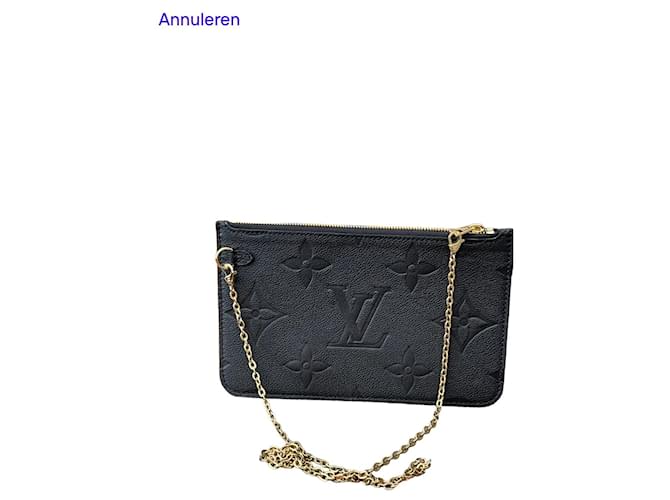 Louis Vuitton Pochette Neverfull Cuir Noir  ref.1393230