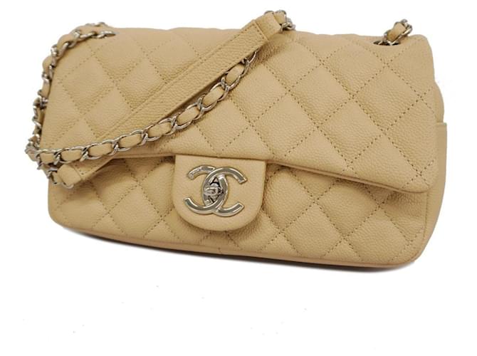 Chanel Timeless/classique Beige Leather  ref.1393268