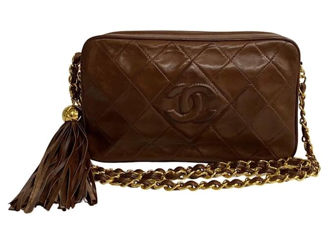 Timeless Chanel Matelassé Marrom Couro  ref.1393271