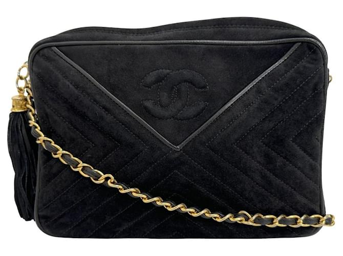 Chanel Logo CC Black Suede  ref.1393278