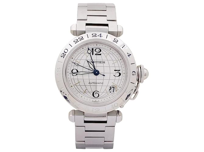 Cartier “Pasha GMT” steel watch.  ref.1393320