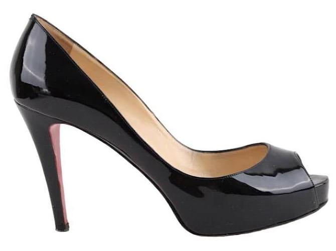 Christian Louboutin tacchi di vernice Nero Pelle verniciata  ref.1393346