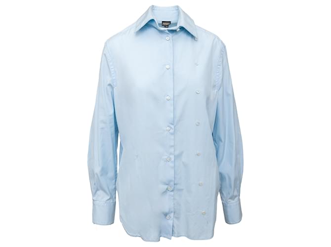 Camicia con bottoni foderata Gianfranco Ferré Blu Cotone  ref.1393352