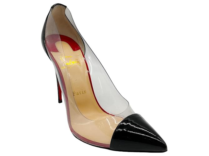 Autre Marque Christian Louboutin Escarpins en cuir verni noir et PVC  ref.1393368