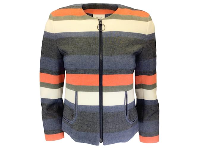 Autre Marque Akris Punto Orange / Ivory / Blue Multi Striped Full Zip Cotton Jacket Multiple colors  ref.1393377