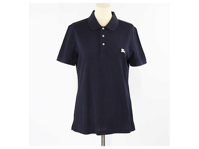 Burberry Polo bleu marine/doré avec détail du logo Coton  ref.1393397