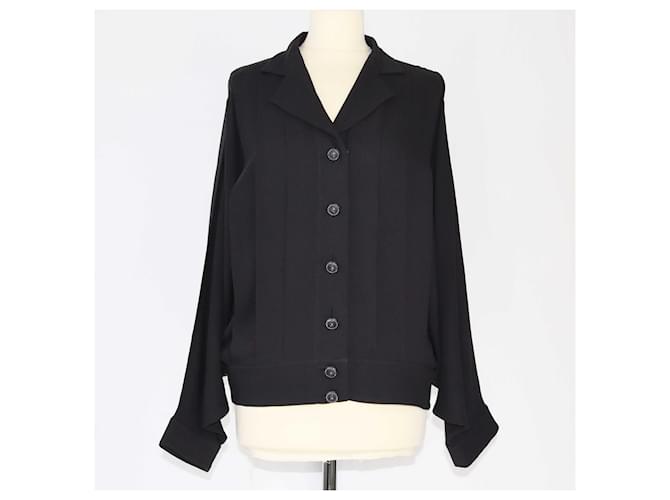 Chemise à manches longues noire Chanel Soie  ref.1393401