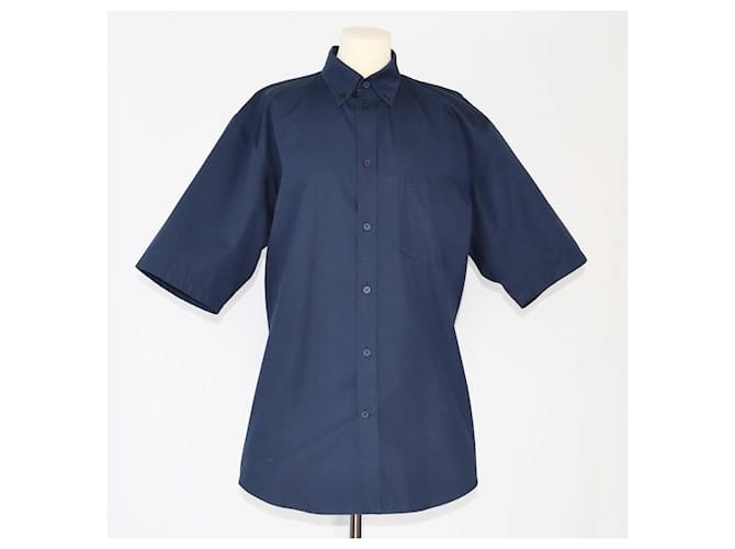 Camisa de manga curta azul marinho Balenciaga Algodão  ref.1393402