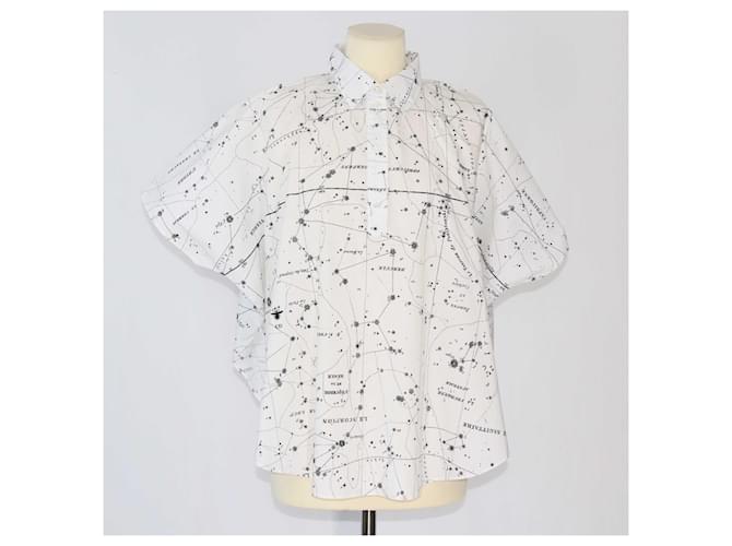 Christian Dior White Constellation Printed Cape Shirt Cotton  ref.1393407