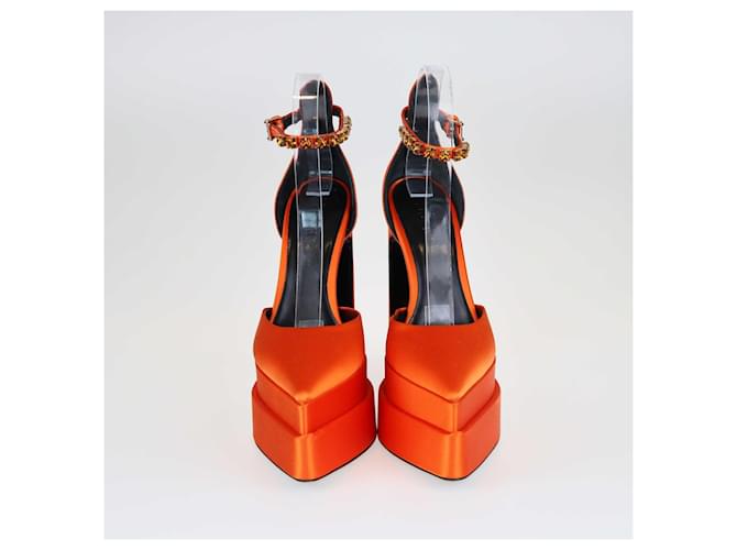 Versace Orange Aevitas Pointy Platform Pumps Cloth  ref.1393414