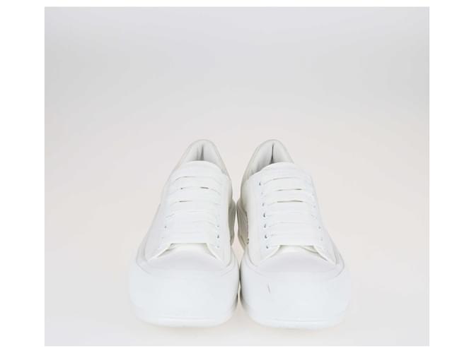 Alexander Mcqueen White Deck Lace Up Plimsoll Sneakers Cloth  ref.1393415