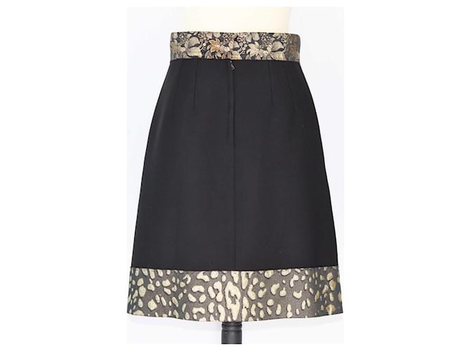 Dolce & Gabbana Black/Gold Brocade Paneled Faille Skirt Silk  ref.1393417