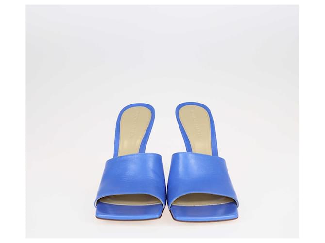 Sandálias deslizantes Bottega Veneta Blue Stretch Open Toe Azul Couro  ref.1393420