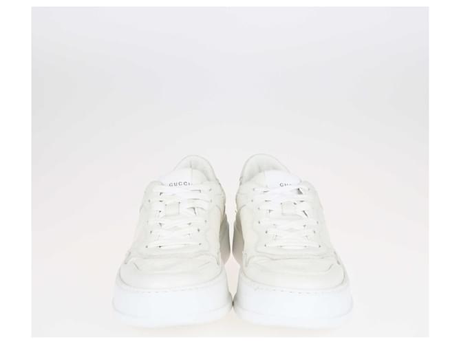 Gucci White Jumbo GG Perforated Chunky B Sneakers Leather  ref.1393425