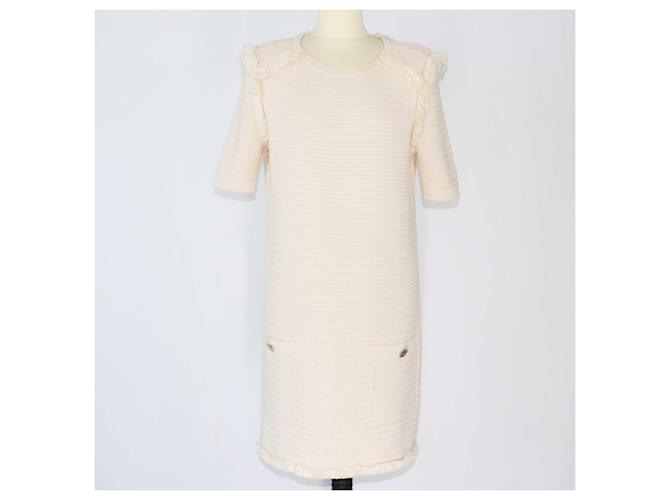 Elisabetta Franchi – Kastenförmiges Minikleid aus Strick in Off-White Weiß Baumwolle  ref.1393428