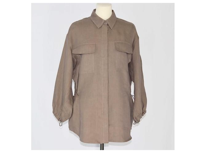 Hermès Hemes Brown Drawstring Shirt Linen  ref.1393435
