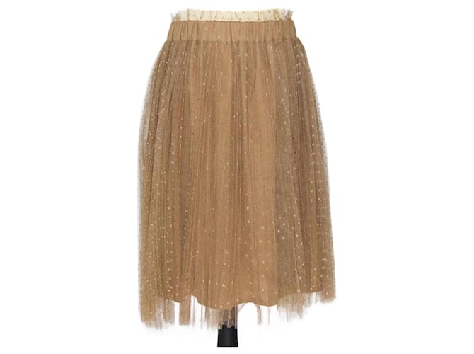 Red Valentino Brown Point D'Esprit Tulle Knee-Length Skirt Polyester  ref.1393450