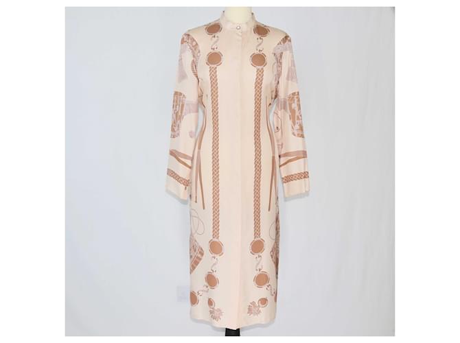 Hermès Hermes Peach Les Tambours Finesse Caftan Dress Soie Camel  ref.1393453